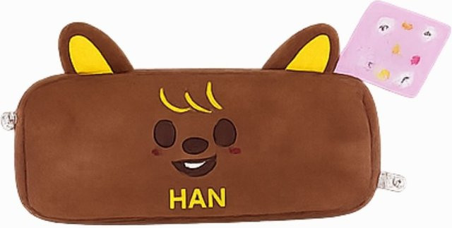 Stray Kids SKZOO Federmäppchen mit HAN Motiv und zufälligem SKZOO-Anhänger in Braun - Bild 1