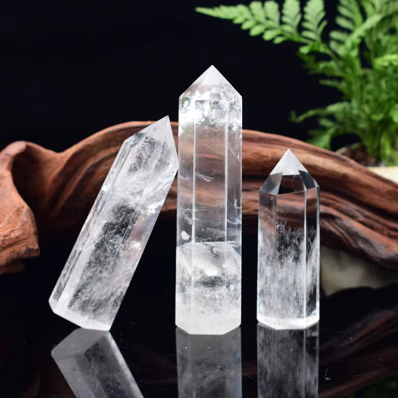 RYCRYSTAL Natürlicher klarer Quarz Kristall Obelisk als polierter Sechseck-Prisma für Reiki, Meditation und DIY-Geschenke in Transparent - Bild 4