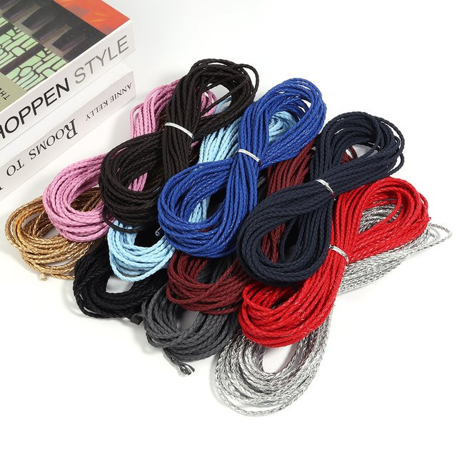 Louleur Lederband, geflochten, 3 mm, bunt, 10 Yards - Bild 1