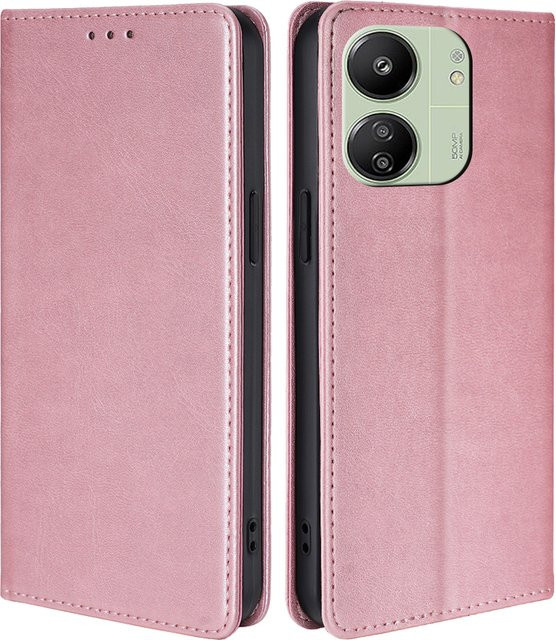 Business Leder Handyhülle für Xiaomi Redmi 13c 13r 12 12c 11a 9a 9at 9 9c mit NFC Magnet Brieftasche und Standfunktion in Braun und Pink - Bild 1