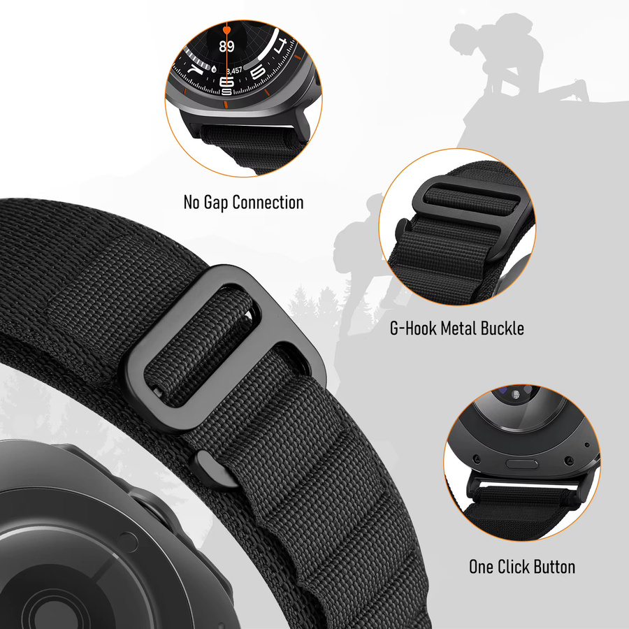 I LOVE LUO Uhrenarmband Alpine Loop, Nylon, Schwarz, Unisex, 47 mm - Bild 2