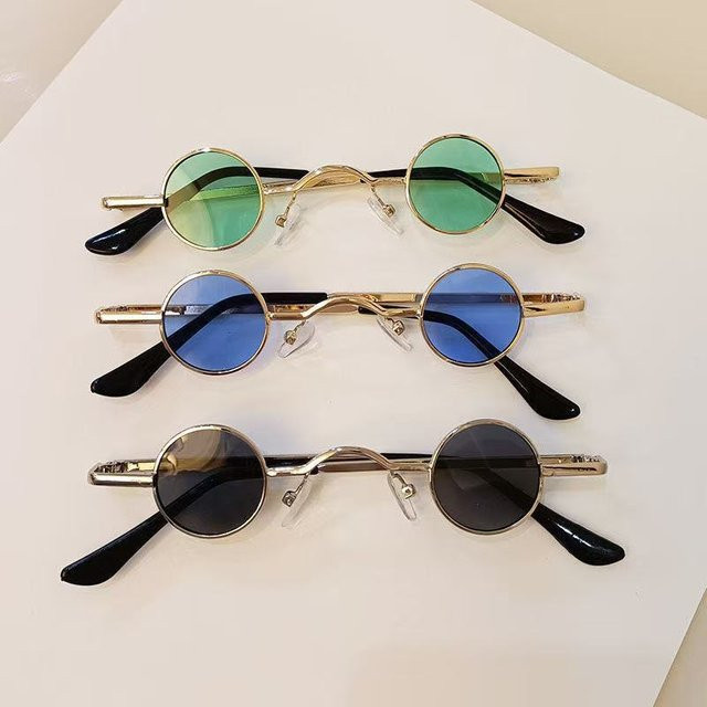 Retro-Sonnenbrille, rund, Vollrand, Metall, grau, Unisex - Bild 1