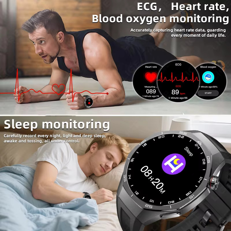 LIGE Smartwatch, Herren, Schwarz, Silikon, Wasserdicht, 1,52 Zoll - Bild 4