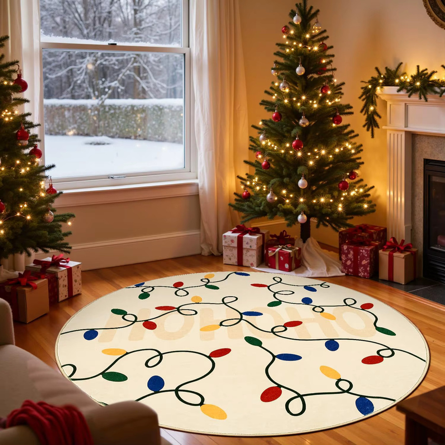 VIKAMA Runder Kristall-Samt-Teppich in Multicolour, minimalistische Bodenmatte für Wohnzimmer und Schlafzimmer, rutschfest und schmutzabweisend, Durchmesser: 80 cm - Bild 5