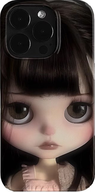 Handyhülle mit dunklem süßem Mädchen-Puppen-Design für iPhone Modelle, glänzende Folie, harte PC-Abdeckung, Multicolour - Bild 1