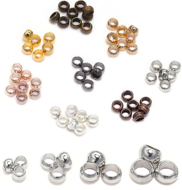 YouYoungDifferent Ball Crimp End Perlen, Gold Silber Kupfer, 1,5-3mm - Bild 1