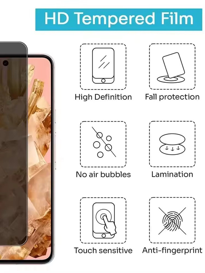 9D gebogener Sichtschutz aus gehärtetem Glas für Xiaomi Redmi Note 15 14Pro, kratzfester HD-Schutzfilm, transparent - Bild 5