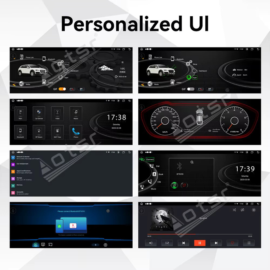 Aotsr Digitales Instrument mit GPS-Navigation und Dual Screen CarPlay für Audi Q7, Schwarz - Bild 6