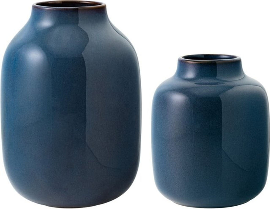Villeroy & Boch like. Lave Home Shoulder Vasen 2er Set aus Keramik in Blau mit den Höhen 15,5 cm und 22 cm - Bild 1