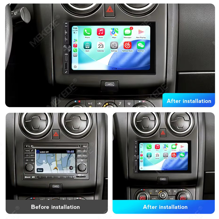 MEKEDE Universelles Autoradio mit 10 Zoll Display, Kabelloses CarPlay und Android Auto, GPS-Navigation, 4G Multimedia-Einheit, Schwarz - Bild 2