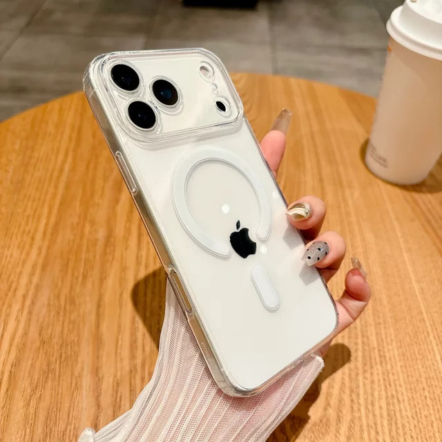 Transparente magnetische Handyhülle mit Präzisionsloch für Apple iPhone 11 bis iPhone 17 Air, klare Hartschale - Bild 1