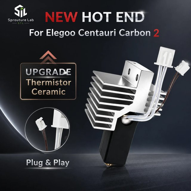 Sprouture Lab Hotend Upgrade-Kit für Centauri Carbon 2 mit gehärteter Stahldüse und Keramikheizung in Silber - Bild 1