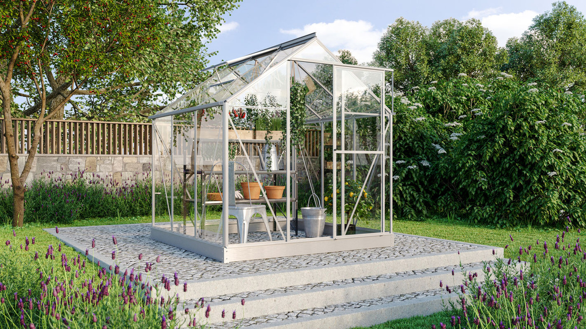Vitavia Gewächshaus Triton 3800 aus eloxiertem Aluminium mit Stahlfundament und 3 mm ESG-Glas, 3,8 m² - Bild 2