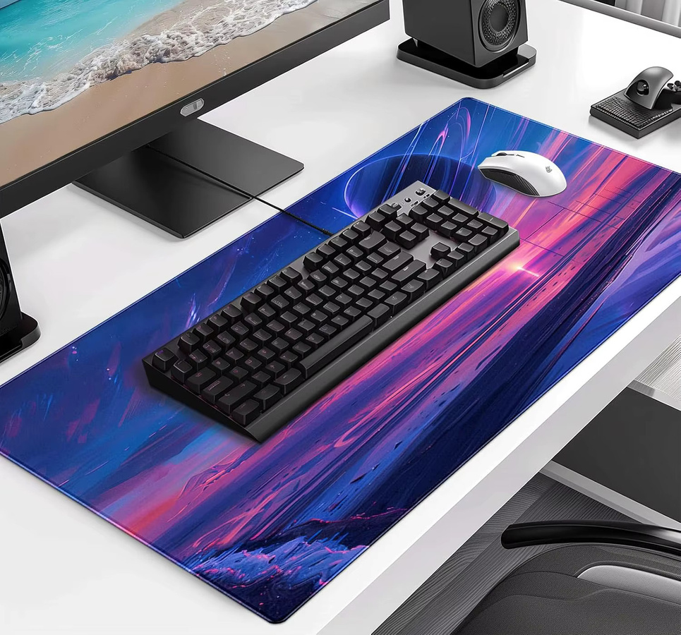 Anime Landschaft Mauspad mit Space Planet Design, XXL Gaming Schreibtischunterlage in Multicolour für Laptop und Tastatur - Bild 3