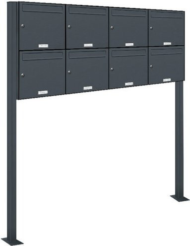 AL Briefkasten für 8 Parteien, freistehendes Briefkasten-System, grau, B/H/T: 153,538 x 150,0 x 11,6 cm - Bild 1