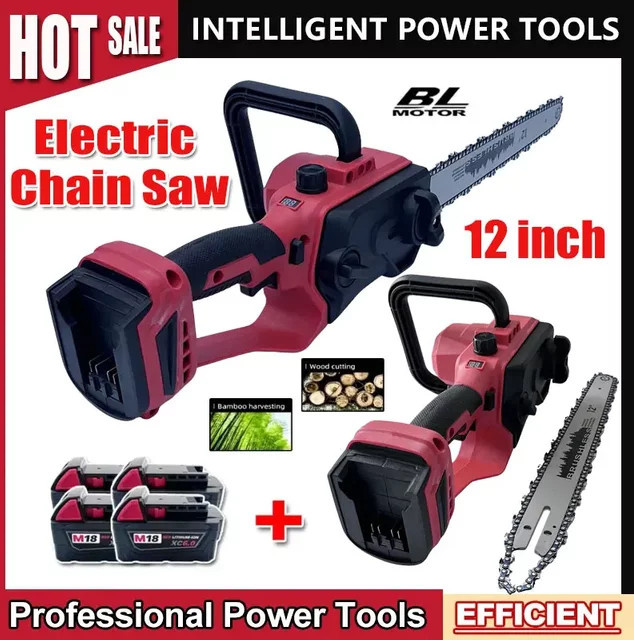 Milwaukee 18V Akku Bürstenlose 12-Zoll Kettensäge und Garten-Trimmer in Rot für professionellen Baumschnitt - Bild 1