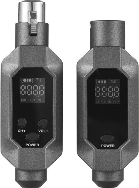 Andoer Drahtloses UHF-Mikrofonsystem mit XLR-Sender und Empfänger in Dunkelgrau - Bild 1