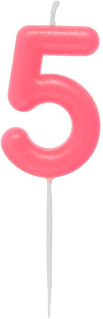 Rico Design Zahlenkerze 5 in Neon Pink für deinen Geburtstag - Bild 1
