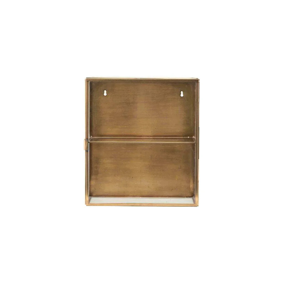 House Doctor Wandvitrine Glass in Messing und Gold mit Glastüren und Regalböden, Breite: 40 cm - Bild 1