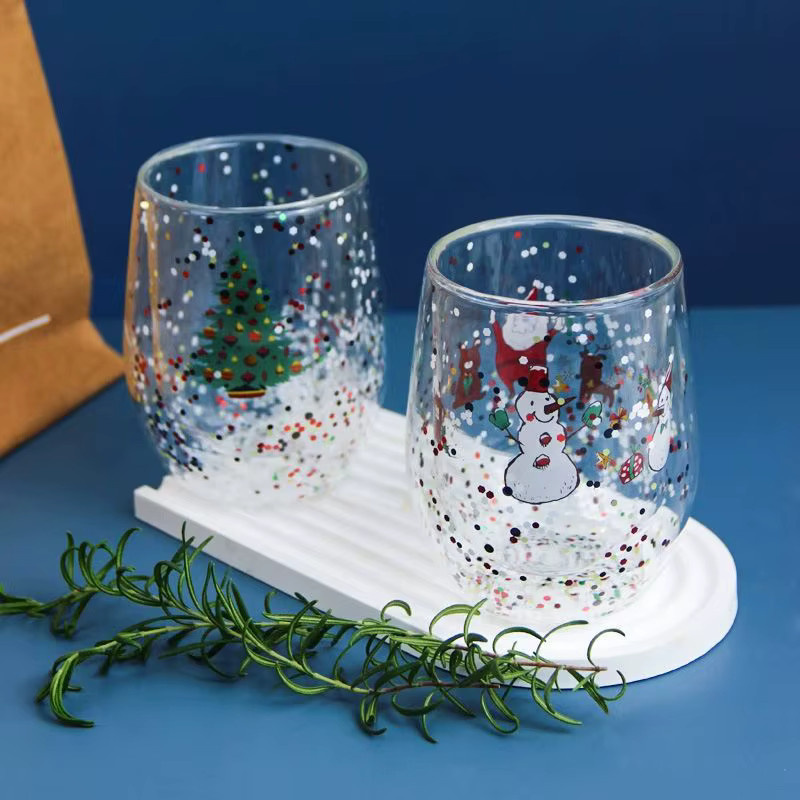 FOME Weihnachtliche Doppelschichtige Glastasse, transparent, 300 ml - Bild 3