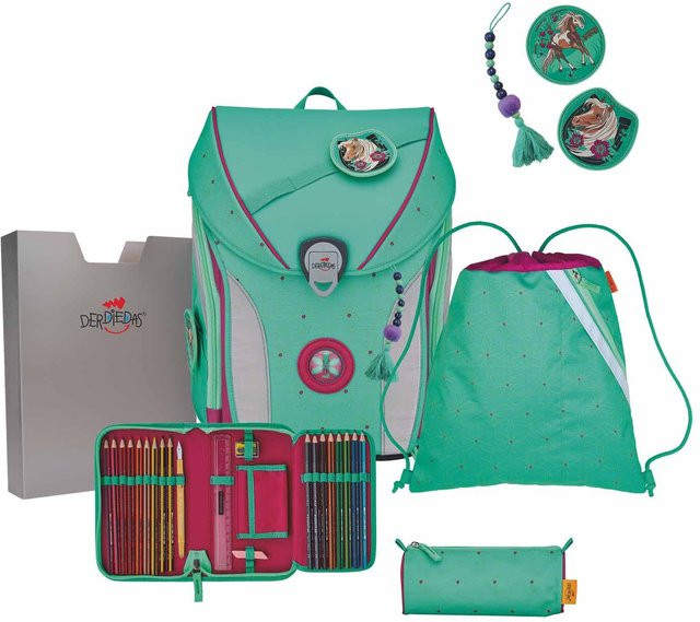 DerDieDas ErgoFlex MAX Schulrucksack-Set 5-teilig mit Sportbeutel Peppermint Pony in Grün - Bild 1