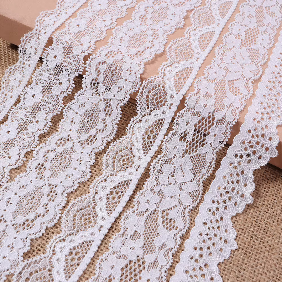 Weißes elastisches Spitzenband für DIY-Dekorationen, Geschenkverpackungen und zum Nähen von Kleidung, 5 Yards/Lot - Bild 3