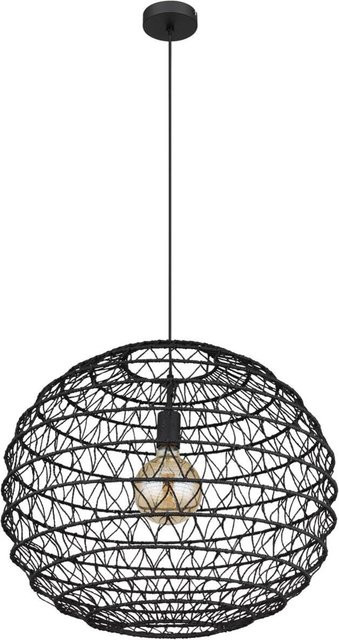 Globo Pendelleuchte Senni Schwarz Matt, Metall und Papier, Durchmesser: 59 cm, Höhe: 120 cm, E27 - Bild 1