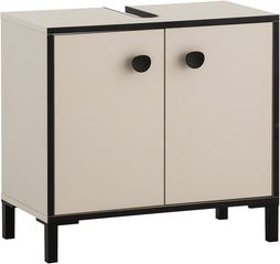 Schildmeyer Waschbeckenunterschrank Edda mit 2 Türen, B/H: 65,1 x 59,1 cm, beige/schwarz - Bild 1