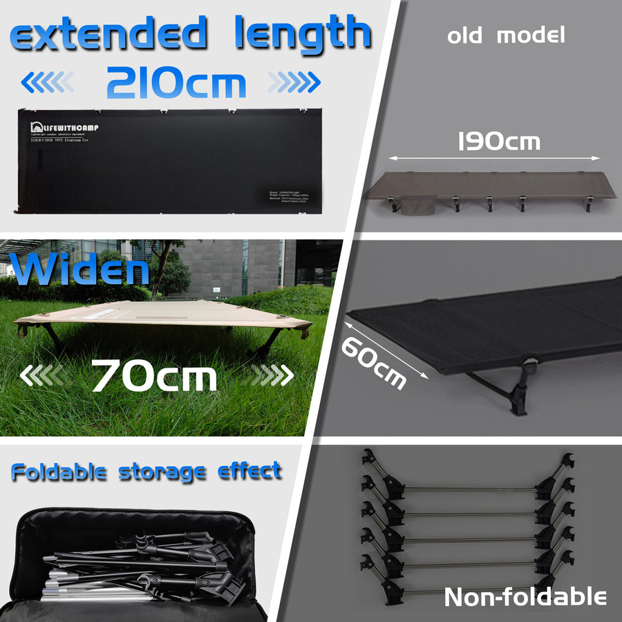 LIFEWITHCAMP Campingbett Klappbar, ultraleichtes tragbares Zeltbett für Outdoor und Wandern, Farbe: Grün, Breite: 70 cm - Bild 6