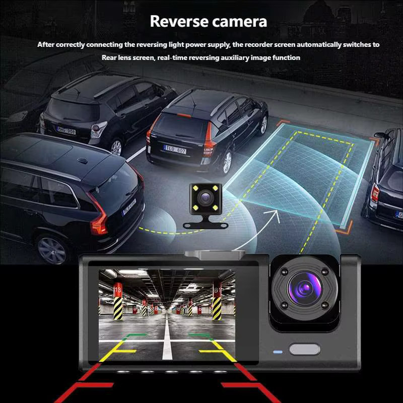 AutoCam WIFI Triple Kamera Dashcam in Schwarz mit 1080P Full HD und Nachtsicht als 3-Kanal Auto Innen und Außen Recorder - Bild 3