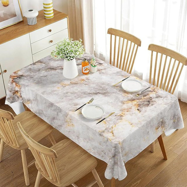 Fancy Style Studio Tischdecke in Marmor-Optik mit Glitzer-Effekt, Grau, Rechteckig, B/T: 70 x 70 cm - Bild 1