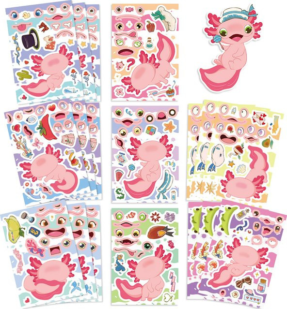 Axolotl Puzzle DIY Aufkleber, multicolor, paper - Bild 1