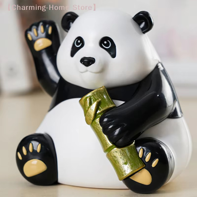 SHIDWJ Panda Solarenergie Auto-Dekoration Wackelkopf-Puppe in Weiß - Bild 6