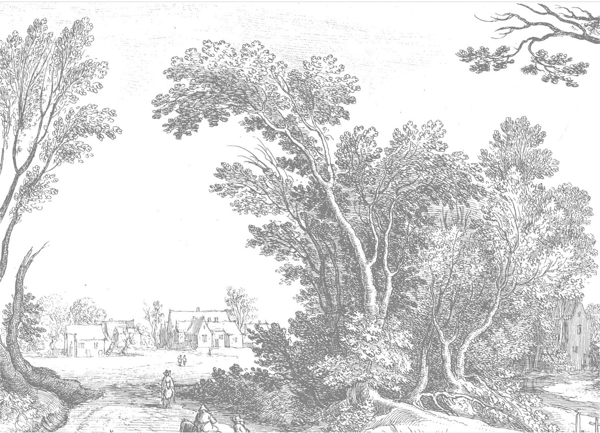 KEK Amsterdam Mural Engraved Landscapes 3 Wandbild in Schwarz Weiß Grau, Breite: 389,6 cm - Bild 2