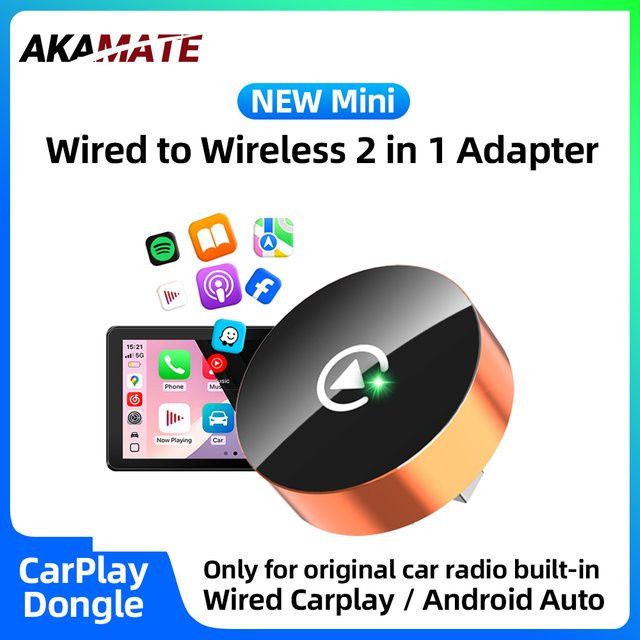 AKAMATE 2-in-1 CarPlay und Android Auto Dongle mit Bluetooth und WiFi für Honda Toyota VW Benz Nissan als Plug-and-Play Smart Box - Bild 1