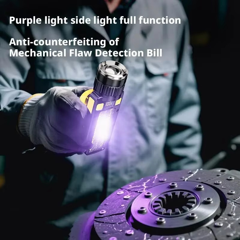 ESMARTER Mehrzweck-Außentaschenlampe mit magnetischer Notbeleuchtung und violettem Arbeitslicht in Schwarz und Violett - Bild 4