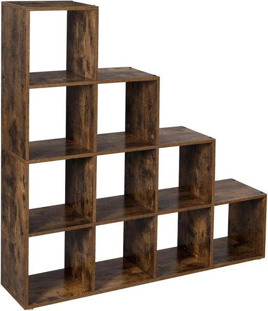 Vasagle Bücherregal mit 10 Fächern in Braun, B/T/H: 129,5 x 29 x 129,5 cm - Bild 1