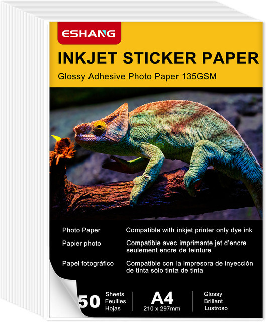 50 Blatt glänzende A4 Fotopapier Aufkleber in Weiß für Tintenstrahldrucker, 135 g/m2 - Bild 1