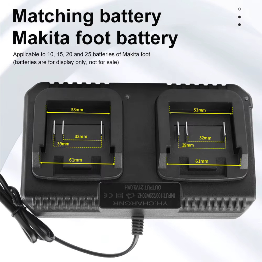 Intelligentes Makita Lithium-Akku-Ladegerät in Schwarz für Elektrobohrer, Poliermaschinen und Rasenmäher, 12,6V / 18V / 21V, 2A / 3A Netzadapter - Bild 5