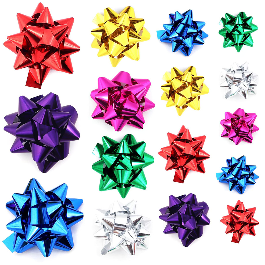 Aufklebbare PET-Stern-Blumenbänder in Rot und Multicolour für Geschenkverpackungen, Hochzeiten, Partys und Weihnachtsdekoration - Bild 2