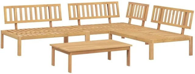 vidaXL 4-tlg. Garten-Sofagarnitur aus Akazien-Massivholz in Braun mit Tisch und L-Form Sofa-Set - Bild 1
