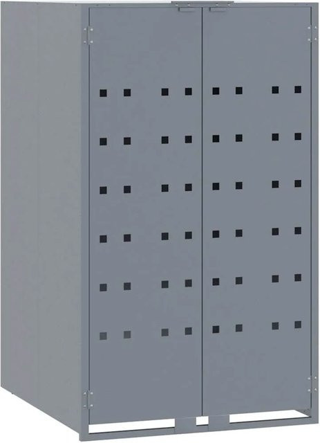 DELUKE Mülltonnenbox GORILO Mülltonnenverkleidung aus pulverbeschichtetem Stahl für 1 Tonne, Grau, B: 69 cm, T: 79 cm, H: 117 cm - Bild 1