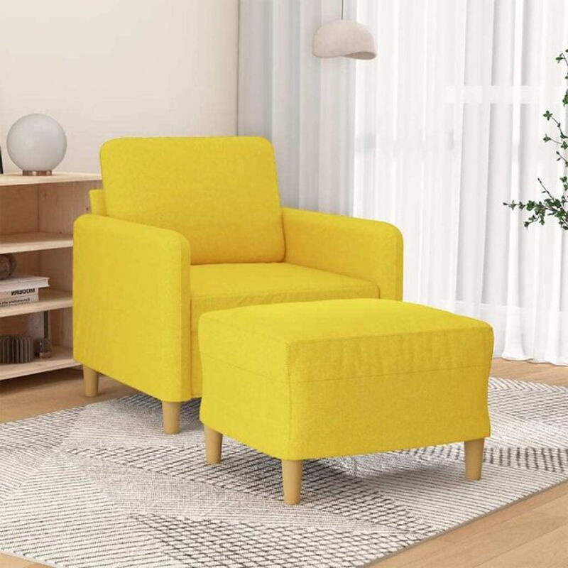 Modernes Sessel-Set mit Hocker von vidaxl in Gelb aus Stoff und Metall - Bild 1
