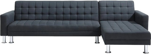 Vente-unique Schlafsofa Willis in Schwarz, L-Form mit Stoffbezug und Schlaffunktion, Breite: 290 cm - Bild 1