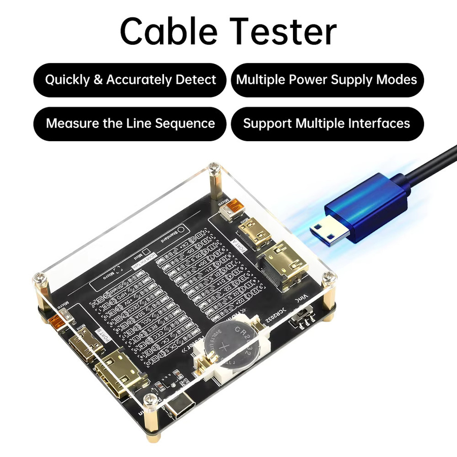 diymore USB Kabel Tester Board zur Erkennung von Mini Micro A-Typ und B-Typ Datenkabeln mit Kurzschluss-Ein-Aus-Schaltung für iOS und Android in Schwarz - Bild 2
