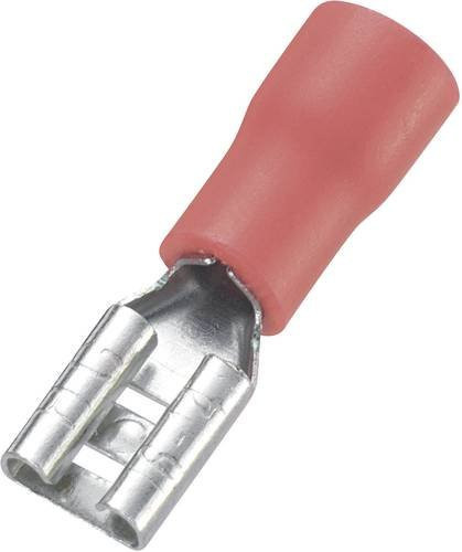 TRU Components Flachsteckhülse 745136, Rot, Teilisoliert, Steckbreite: 4,8 mm, Steckdicke: 0,8 mm, 100 Stück - Bild 1