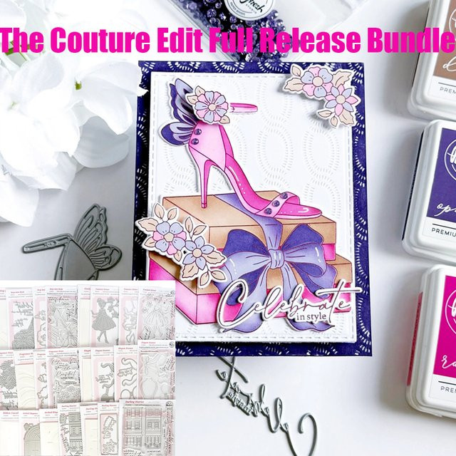Pink Fresh the Couture Edit Release-Bundle mit Stempeln, Schablonen und Heißfolien-Stanzformen für dein DIY Scrapbook - Bild 1