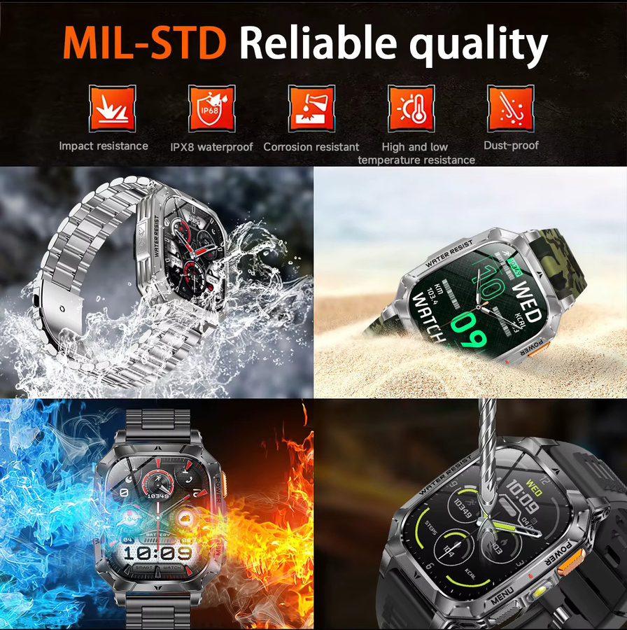 SIMSONLAB Smartwatch, Schwarz, Edelstahl, 10 ATM - Bild 3