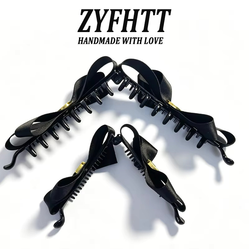 ZYFHTT Haarspange mit schwarzer Satinstoff-Schleife, Damen - Bild 4