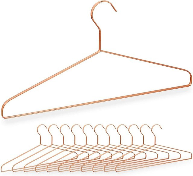 Relaxdays Kleiderbügel aus Eisen in Kupfer mit Steg, 12er Set, B: 42 cm, H: 21 cm, T: 0,8 cm - Bild 1